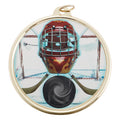 2-1/4 Inch in Diameter Round Ice Hockey Themed Gold and Mylar Medal with Customizable Back