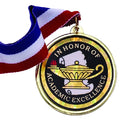 2-1/4 Inch in Diameter Round Academic Excellence Medal with Mylar Detailing and Customizable Back