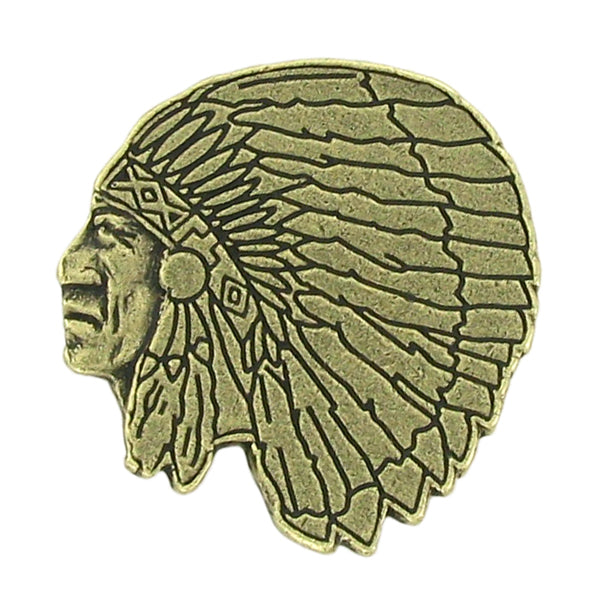 Indian Head Mascot Antique Brass Pin