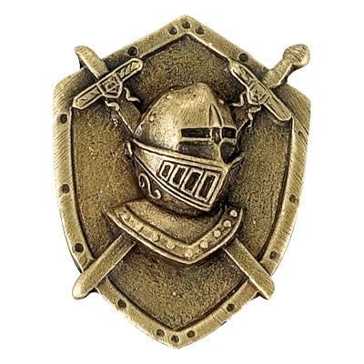 Knight Mascot Antique Brass Pin