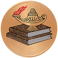 2 Inch in Diameter Round Metal Litho-Print Lamp of Learning Medallion Insert