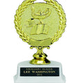 LAMP OF LEARNING AND BOOK TROPHY, 5-1/2 INCH, WHITE MARBLE BASE