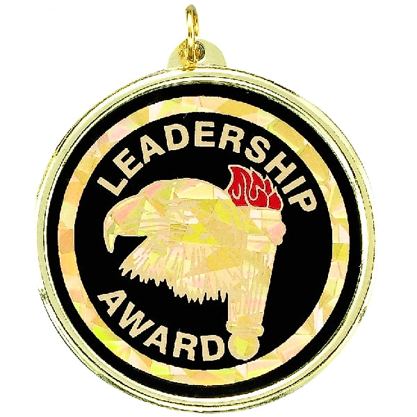2-1/4 Inch in Diameter Round Leadership Award Medal with Mylar Detailing and Customizable Back