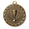 Metal 2-Inch in Diameter Round Leadership Medal with Customizable Back in Antique Brass