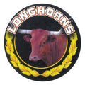 2 Inch in Diameter Round 'Longhorns' Themed Gold and Mylar Sports Insert
