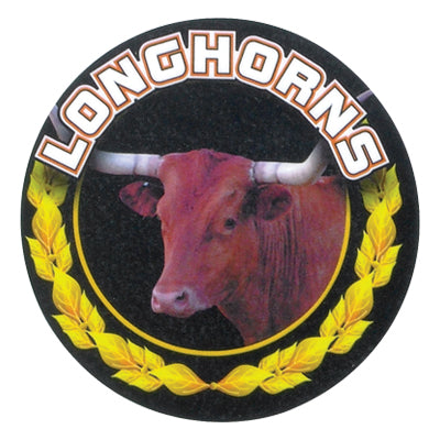 2 Inch in Diameter Round 'Longhorns' Themed Gold and Mylar Sports Insert