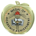 2-1/2 Inch Academic Achievement Themed Apple Medal in Gold