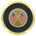 METAL COASTER WITH CROSSED U.S. FLAGS INSERT