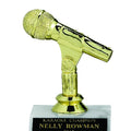 MICROPHONE TROPHY, 5 INCH, WHITE PLASTIC BASE