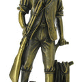 MINUTEMAN ELECTROPLATED BRASS FIGURE, 11-1/2 INCH
