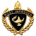 1 INCH WREATH WITH LAMP OF LEARNING MOST IMPROVED LAPEL PIN