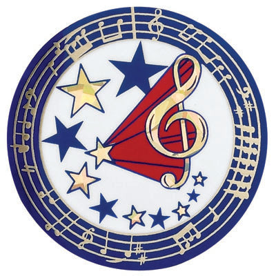 2 Inch in Diameter Round Music Themed Insert with Mylar Detailing