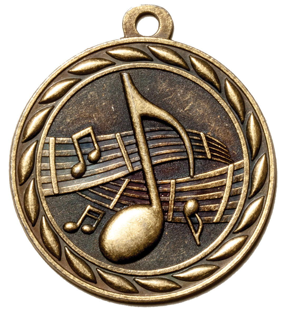 Metal 2-Inch in Diameter Round Music Themed Medal with Customizable Back in Multiple Colours