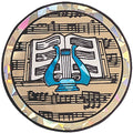 2 Inch in Diameter Round Musical Lyre Themed Insert with Mylar Detailing