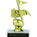 MUSIC NOTE TROPHY, 5 INCH, WHITE PLASTIC BASE