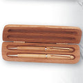 OAK BOX WITH PEN & PENCIL SET