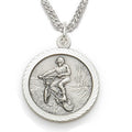 3/4 Inch Mens Off-Road Bike Themed St. Christopher Medal in Sterling Silver