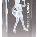 4.5 INCH X 2 INCH CRYSTAL AWARD CHEERLEADER FIGURE LASER ENGRAVED INSIDE CRYSTAL