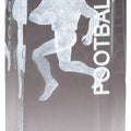 4.5 INCH X 2 INCH CRYSTAL AWARD FOOTBALL PLAYER LASER ENGRAVED INSIDE CRYSTAL