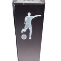 8 3/4 INCH x 2 1/2 INCH CRYSTAL FEMALE SOCCER TROPHY WITH LASER ENGRAVED FIGURE INSIDE CRYSTAL