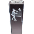 8 3/4 INCH X 2 1/2 INCH CRYSTAL FEMALE VOLLEYBALL TROPHY WITH LASER ENGRAVED FIGURE INSIDE CRYSTAL