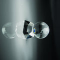 OPTICAL CRYSTAL GLOBE AWARD GIFT BOXED. 2 1/4 INCH GLOBE 2 1/4 INCH X 3 1/2 INCH OVERALL SIZE