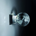 OPTICAL CRYSTAL GLOBE AWARD GIFT BOXED. SIZE 3 INCH GLOBE 3 INCH X 4 1/2