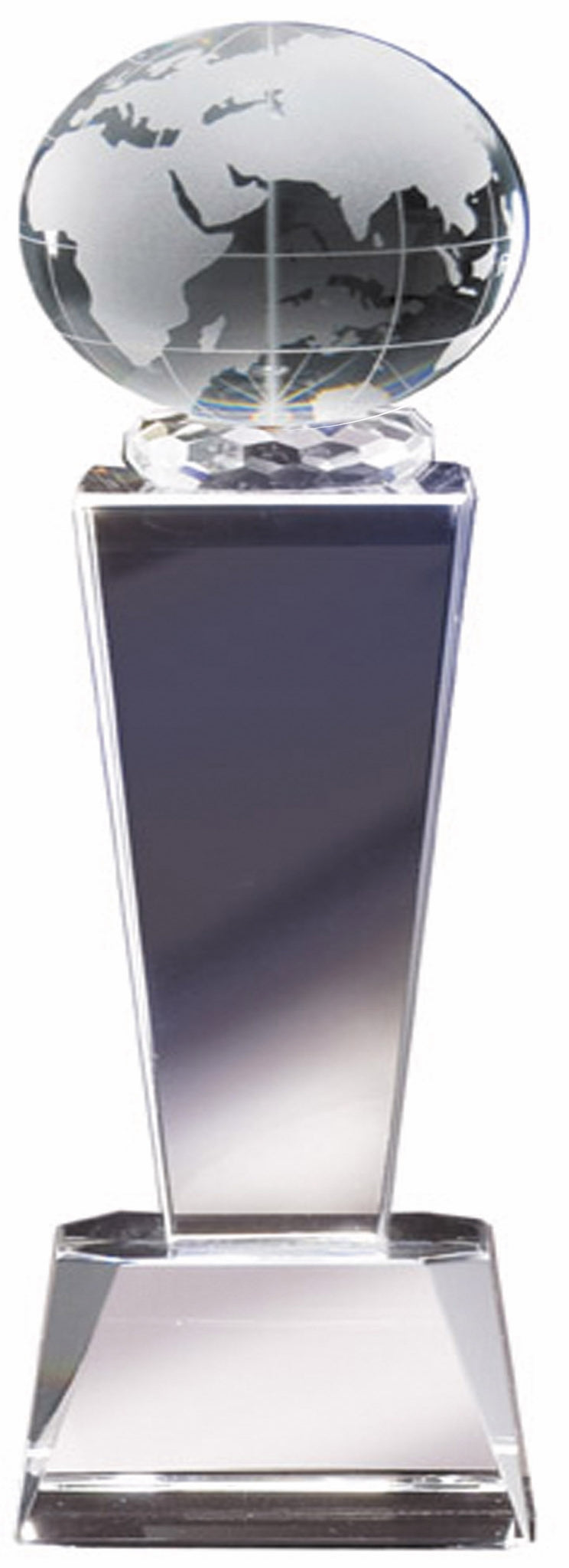8 3/4 INCH X 2 1/2 INCH CRYSTAL GLOBE COLUMN TROPHY