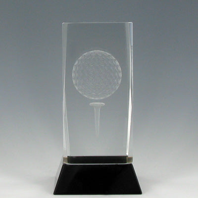 4 3/4 INCH CRYSTAL GOLF BALL AND TEE TROPHY