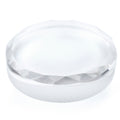 3-1/2 x 1/2 INCH OPTICAL CRYSTAL ROUND FACETED PAPERWEIGHT