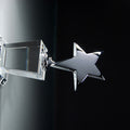 OPTICAL CRYSTAL TROPHY WITH POLISHED METAL SILVER STAR GIFT BOXED SIZE 3 INCH X 7 1/2 INCH WITH SILVER PLATE FOR ENGRAVING