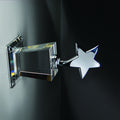 OPTICAL CRYSTAL TROPHY WITH POLISHED METAL SILVER STAR, SIZE 4 X 8 INCH
