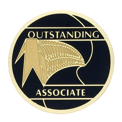 OUTSTANDING ASSOCIATE, 2 INCH ETCHED ENAMELED