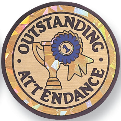 2 Inch in Diameter Round Outstanding Attendance Insert with Mylar Detailing