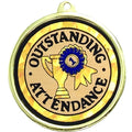 2-1/4 Inch in Diameter Round Outstanding Attendance Medal with Mylar Detailing and Customizable Back