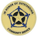 OUTSTANDING COMMUNITY SERVICE, 2 INCH ETCHED ENAMELED