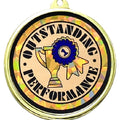 2-1/4 Inch in Diameter Round Outstanding Performance Medal with Mylar Detailing and Customizable Back