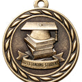 Metal 2-Inch in Diameter Round Outstanding Student Medal with Customizable Back in Antique Brass