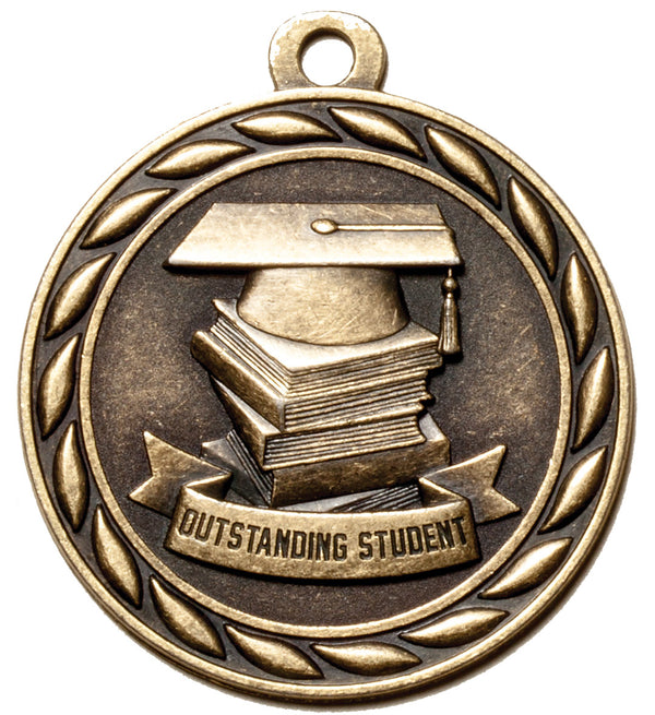 Metal 2-Inch in Diameter Round Outstanding Student Medal with Customiz ...