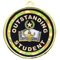 2-1/4 Inch in Diameter Round Outstanding Student Medal with Mylar Detailing and Customizable Back