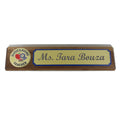 10-1/2 INCH x 3 INCH OUTSTANDING TEACHER GENUINE WALNUT DESK BLACK WITH GOLD ALUMINUM NAME PLATE