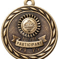 Metal 2-Inch in Diameter Round Participant Medal with Customizable Back in Antique Brass