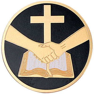 PARTNERS IN FAITH BLACK, 2 INCH ETCHED ENAMELED