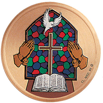 2 Inch in Diameter Round Metal Litho-Print Religious Medallion Insert