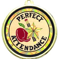 2-1/4 Inch in Diameter Round Perfect Attendance Medal with Mylar Detailing and Customizable Back