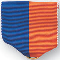 PIN BACK RIBBON,BLUE & ORANGE