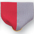 PIN BACK RIBBON, RED AND GRAY
