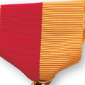 PIN BACK RIBBON, RED/GOLD