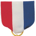 PIN BACK RIBBON RED, WHITE, BLUE - SILVER RING
