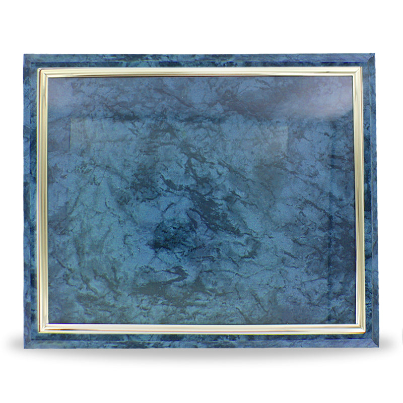 10-1/2 X 13 INCH BLUE PLAQUE HOLDS 8-1/2 X 11 CERTIFICATE, GOLD RAISED BORDER